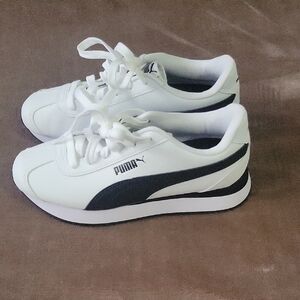 Puma Classic White and Black Trainers